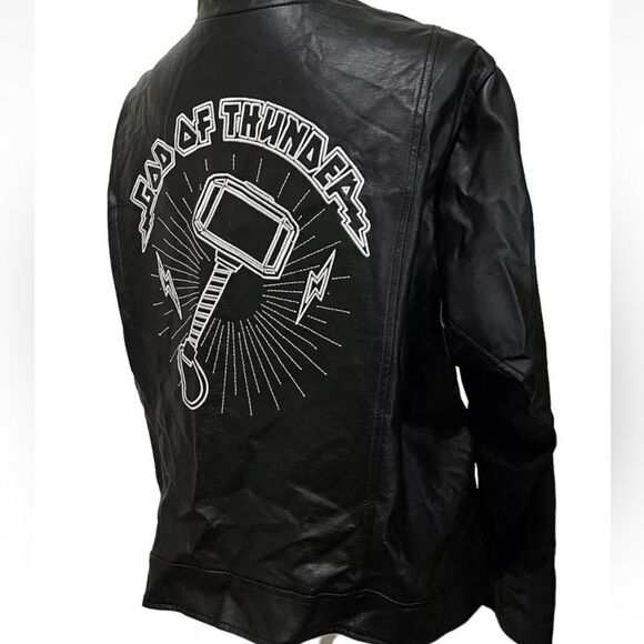 Torrid Her Universe Marvel Thor Black Embroidered Moto Jacket Thunder God Sz 1 - Picture 2 of 6
